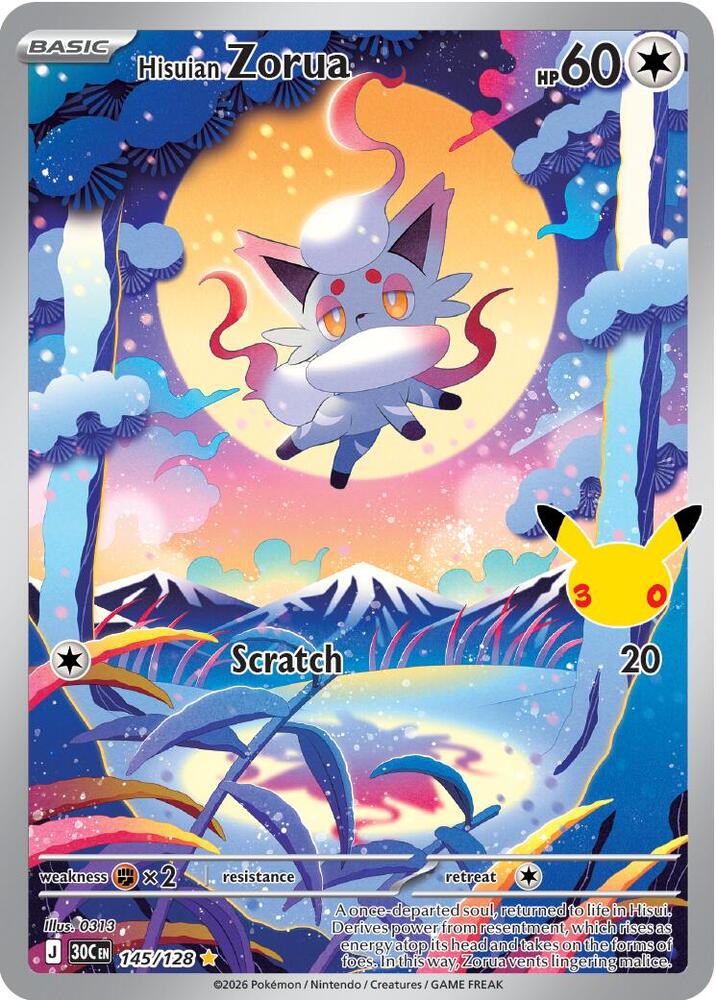 Pokemon Hisuian Zorua 145/128 30th Celebration