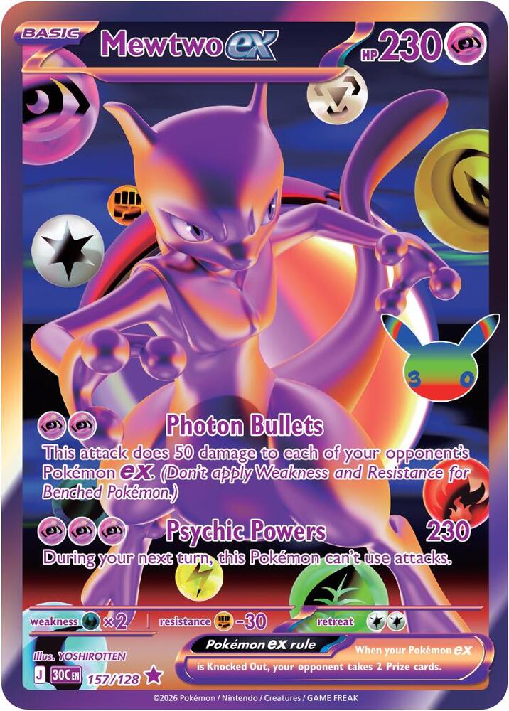Pokemon Mewtwo ex 157/128 30th Celebration