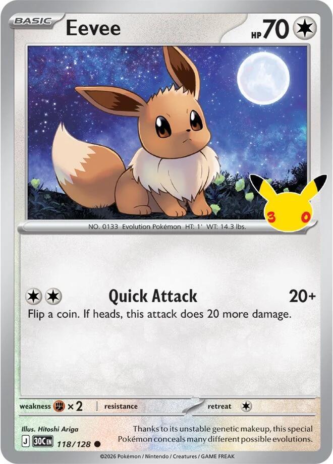 Pokemon Eevee 118/128 30th Celebration