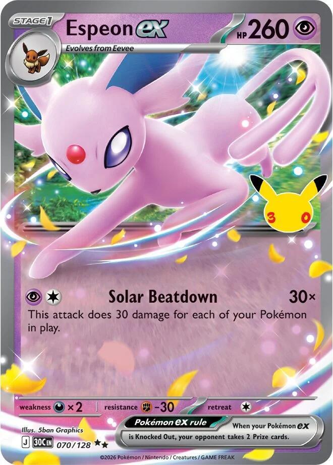 Pokemon Espeon ex 070/128 30th Celebration