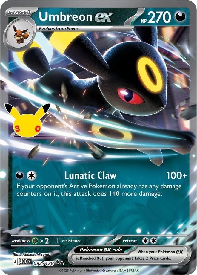Pokemon Umbreon ex 092/128 30th Celebration