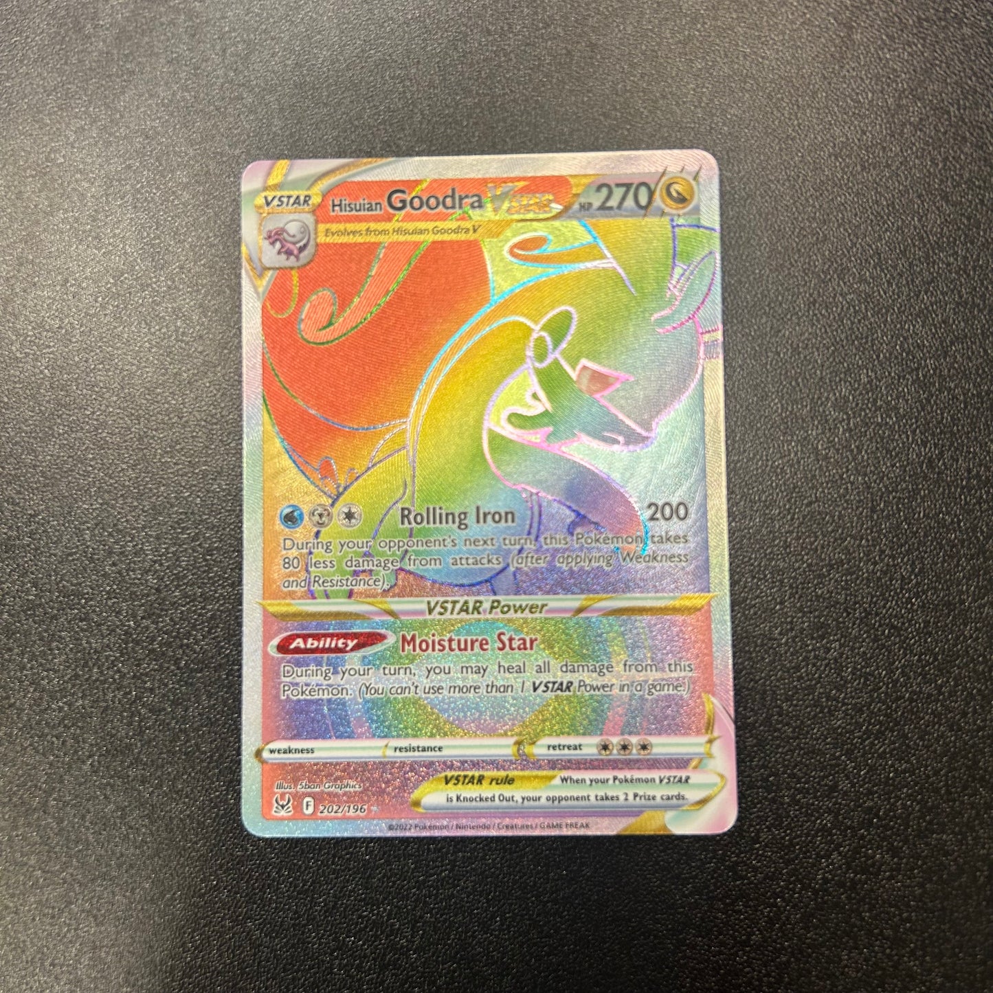 Pokemon TCG Hisuian Goodra VSTAR 202/196 Rainbow Secret