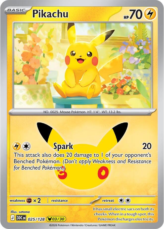 Pokemon Pikachu 025/128 30th Celebration