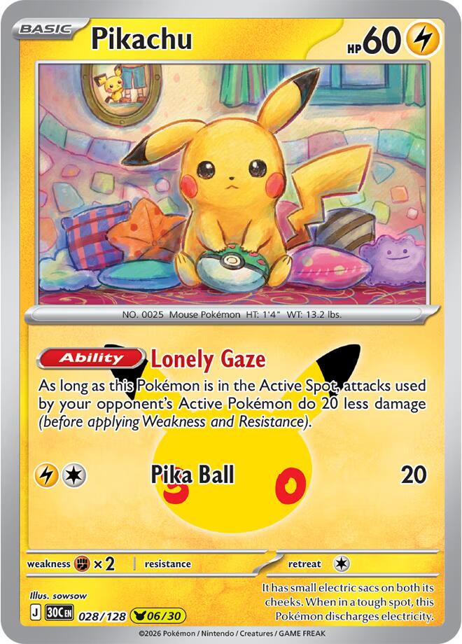 Pokemon Pikachu 028/128 30th Celebration