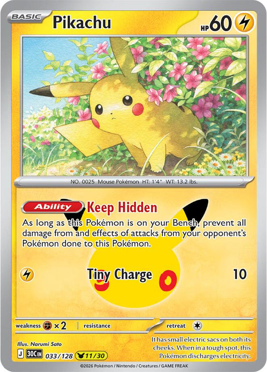 Pokemon Pikachu 033/128 30th Celebration