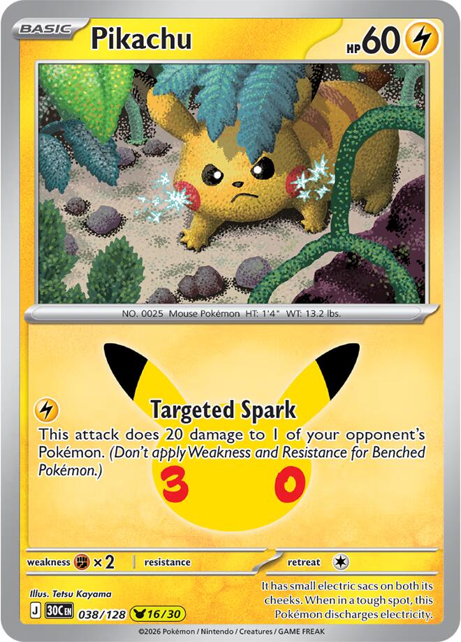 Pokemon Pikachu 038/128 30th Celebration