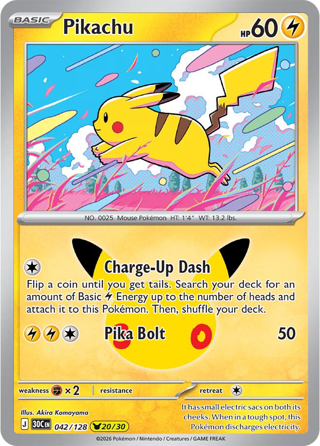 Pokemon Pikachu 042/128 30th Celebration