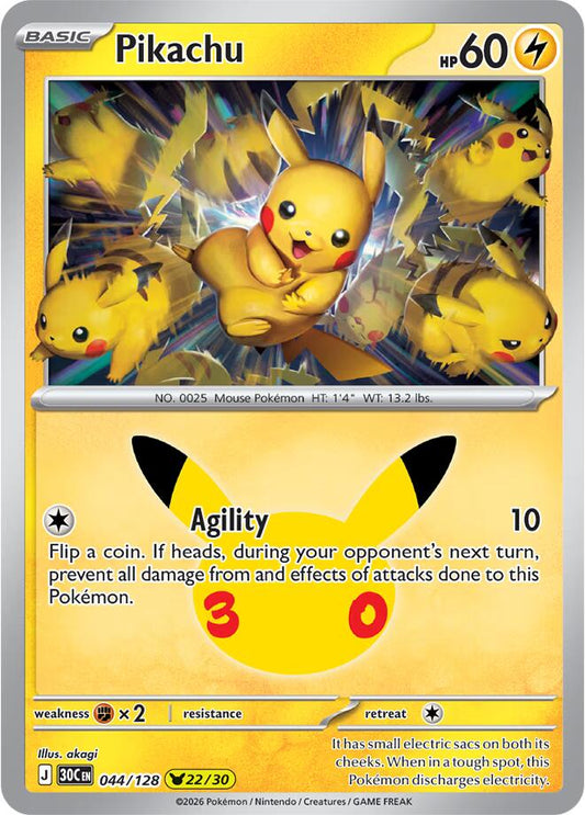 Pokemon Pikachu 044/128 30th Celebration