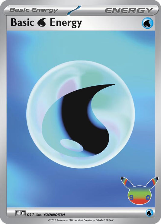 Pokemon Basic Water Energy MEE 011 30th Celebration