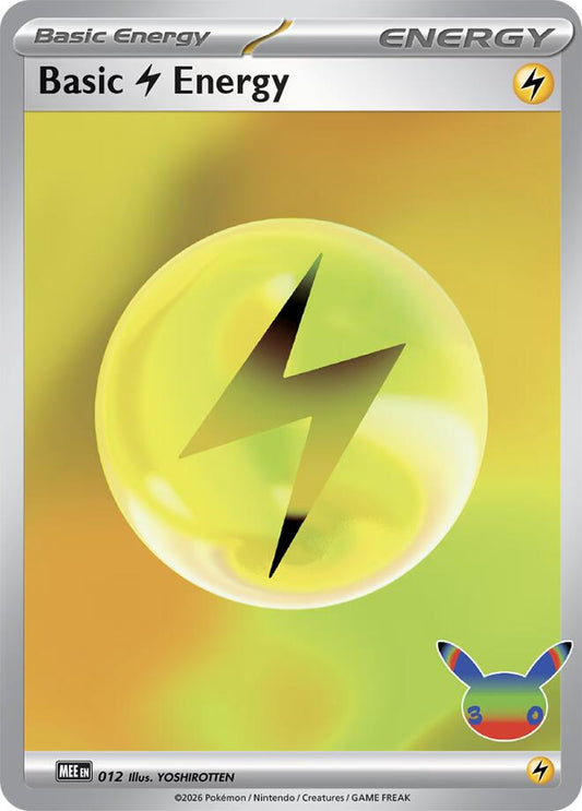Pokemon Basic Lightning Energy MEE 012 30th Celebration