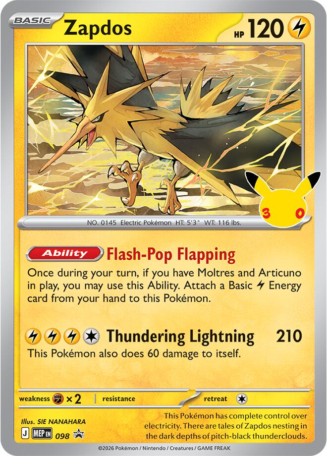 Pokemon Zapdos MEP098 30th Celebration