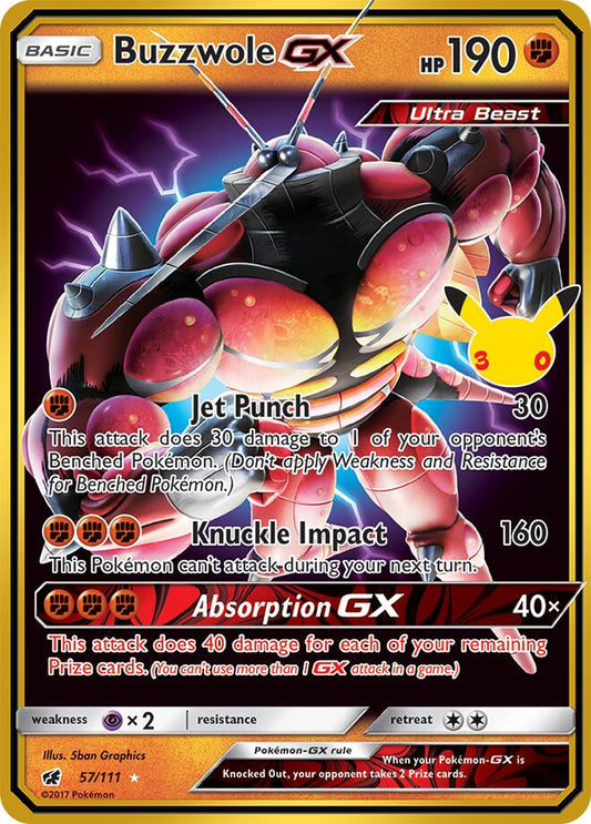 Pokemon Buzzwole GX CC 57/111 30th Celebration