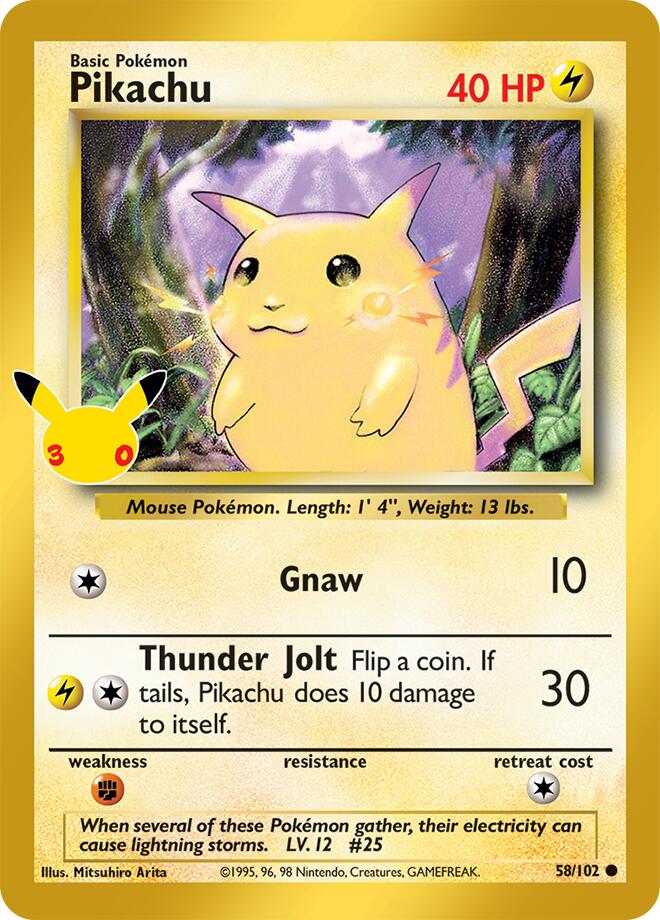 Pokemon Pikachu CC 58/102 30th Celebration