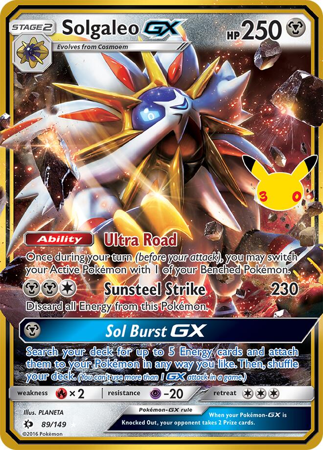 Pokemon Solgaleo GX CC 89/149 30th Celebration