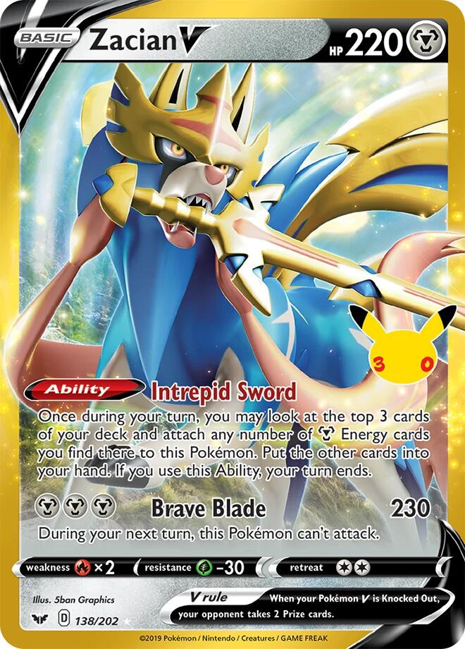 Pokemon Zacian V CC 138/202 30th Celebration