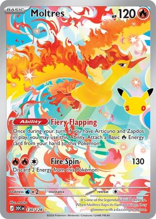 Pokemon Moltres 130/128 30th Celebration
