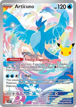 Pokemon Articuno 132/128 30th Celebration
