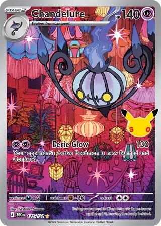 Pokemon Chandelure 137/128 30th Celebration