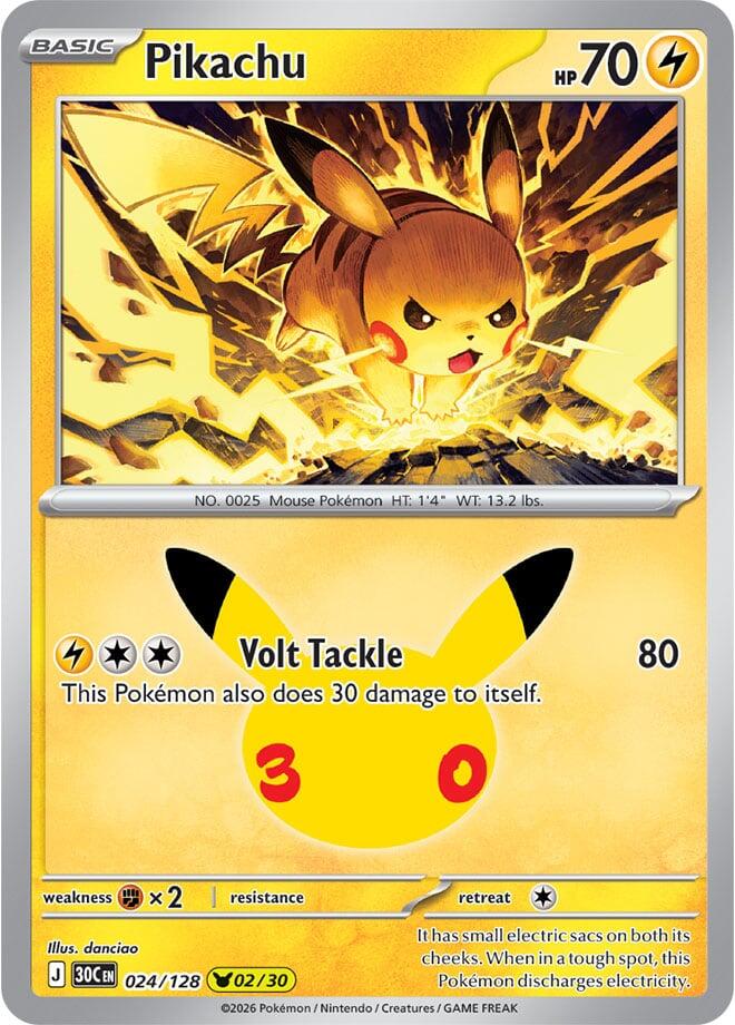 Pokemon Pikachu 024/128 30th Celebration