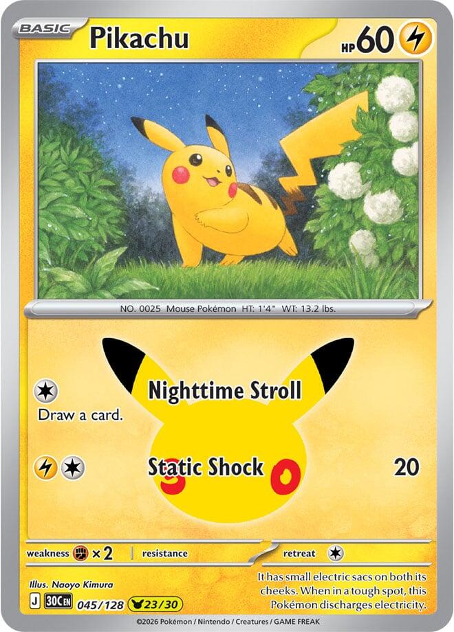 Pokemon Pikachu 045/128 30th Celebration
