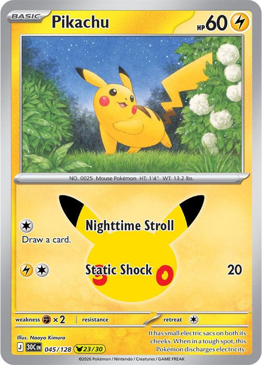 Pokemon Pikachu 045/128 30th Celebration