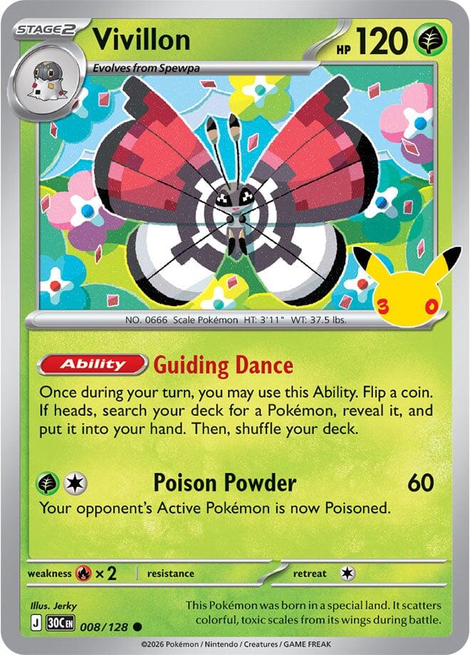 Pokemon Vivillon 008/128 30th Celebration