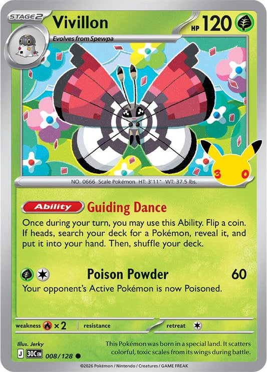 Pokemon Vivillon 008/128 30th Celebration