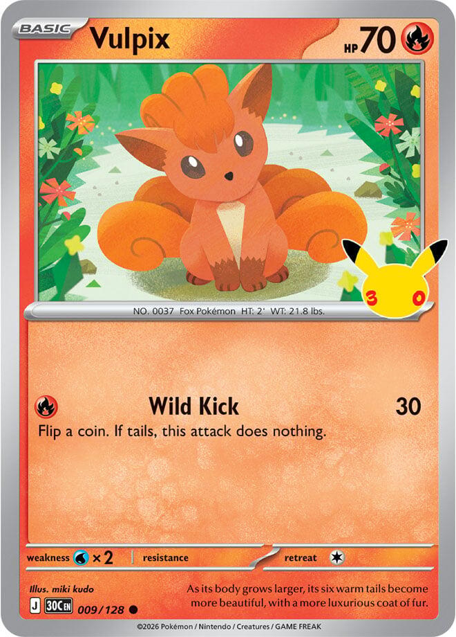 Pokemon Vulpix 009/128 30th Celebration