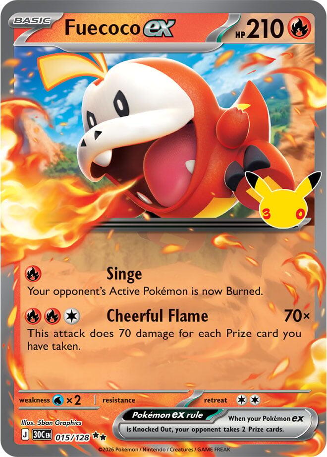 Pokemon Fuecoco ex 015/128 30th Celebration