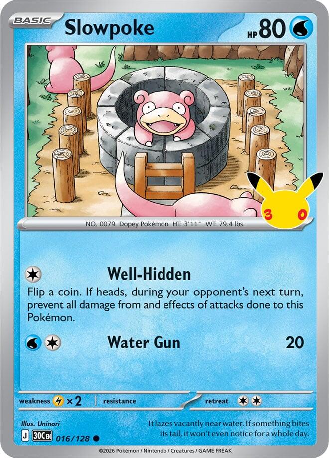 Pokemon Slowpoke 016/128 30th Celebration