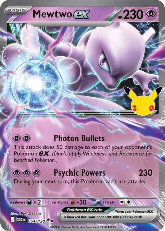 Pokemon Mewtwo ex 064/128 30th Celebration