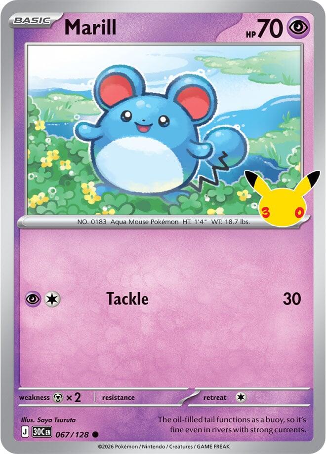 Pokemon Marill 067/128 30th Celebration