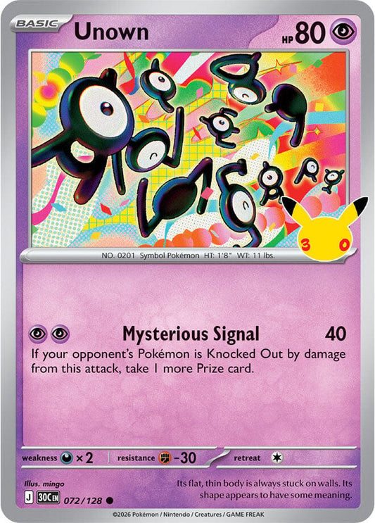 Pokemon Unown 072/128 30th Celebration