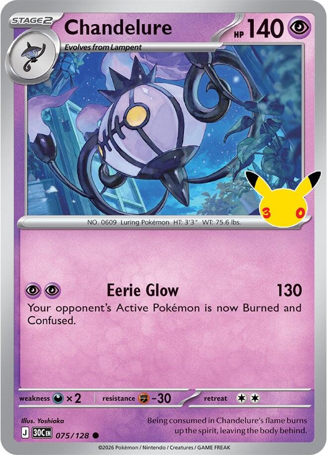 Pokemon Chandelure 075/128 30th Celebration