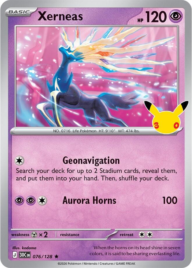 Pokemon Xerneas 076/128 30th Celebration