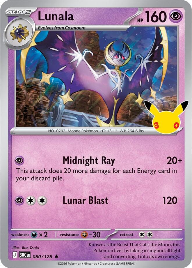 Pokemon Lunala 080/128 30th Celebration
