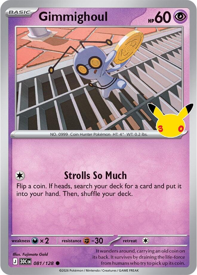 Pokemon Gimmighoul 081/128 30th Celebration