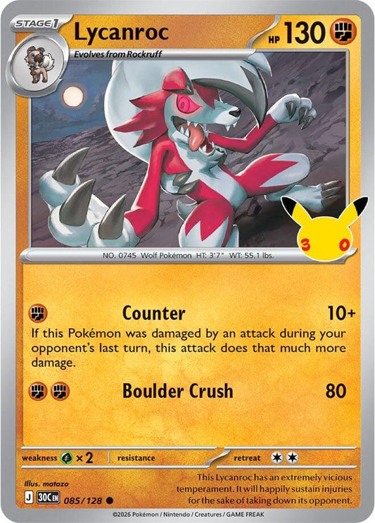 Pokemon Lycanroc 085/128 30th Celebration