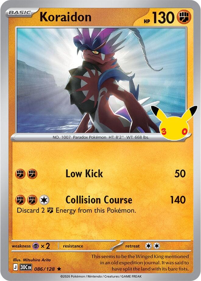 Pokemon Koraidon 086/128 30th Celebration