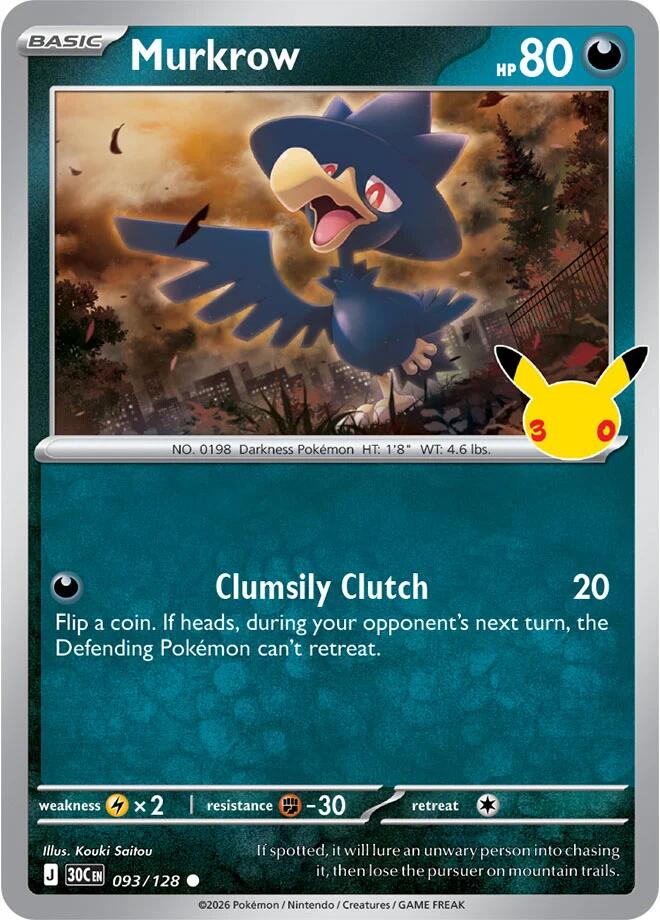 Pokemon Murkrow 093/128 30th Celebration