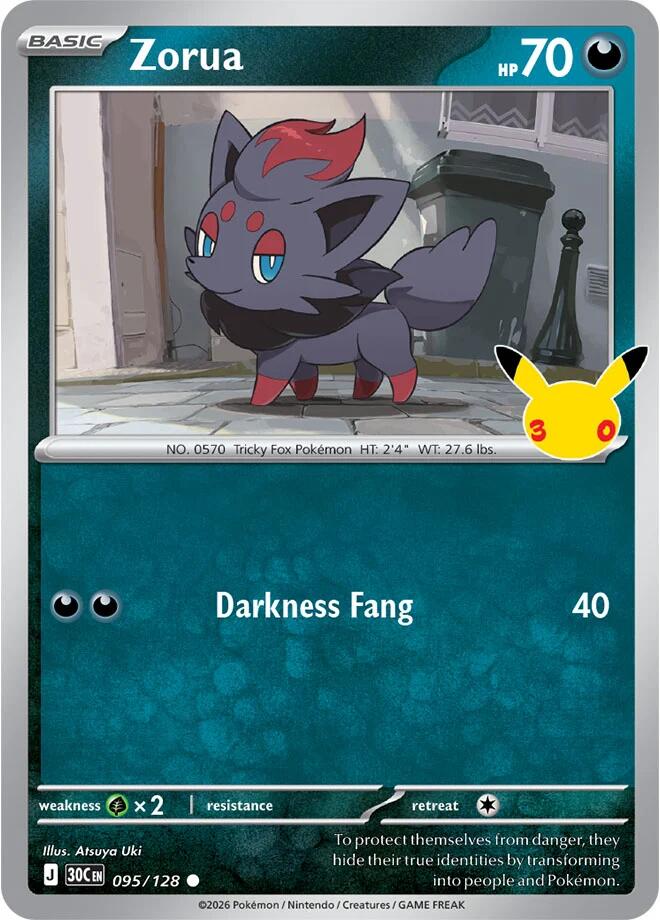 Pokemon Zorua 095/128 30th Celebration