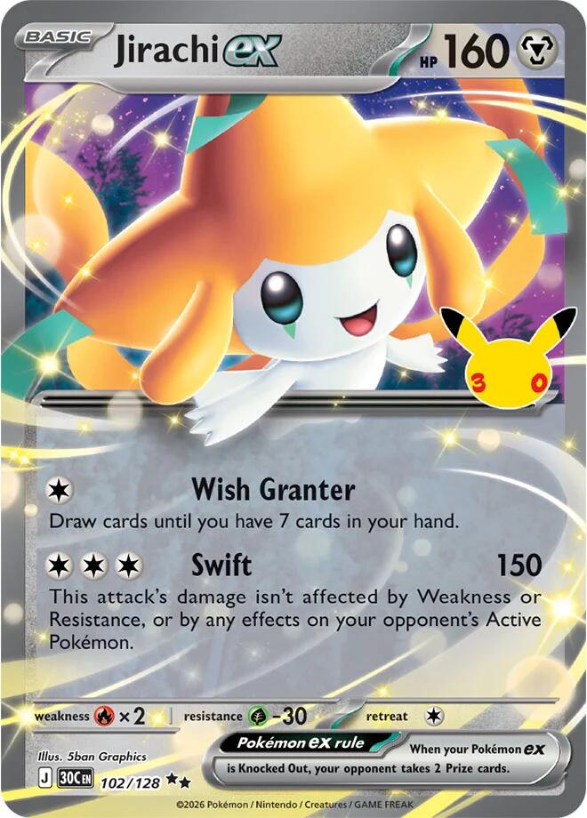 Pokemon Jirachi ex 102/128 30th Celebration