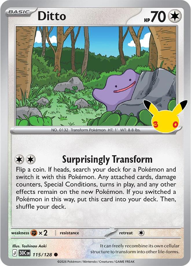 Pokemon Ditto 115/128 30th Celebration