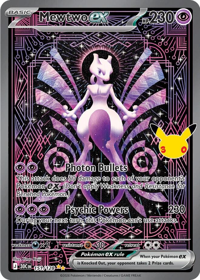 Pokemon Mewtwo ex 151/128 30th Celebration