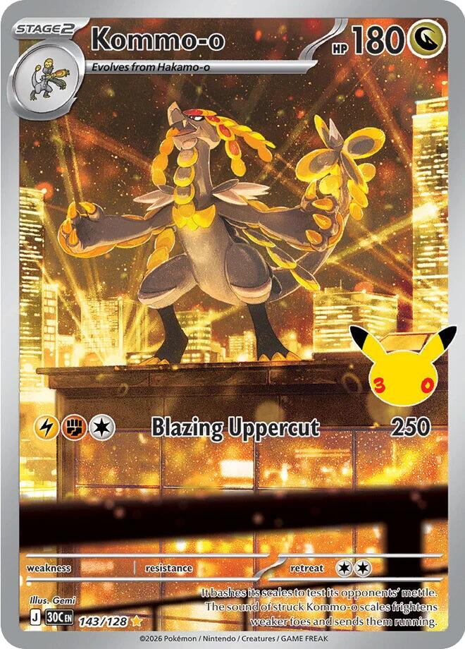 Pokemon Kommo-o 143/128 30th Celebration
