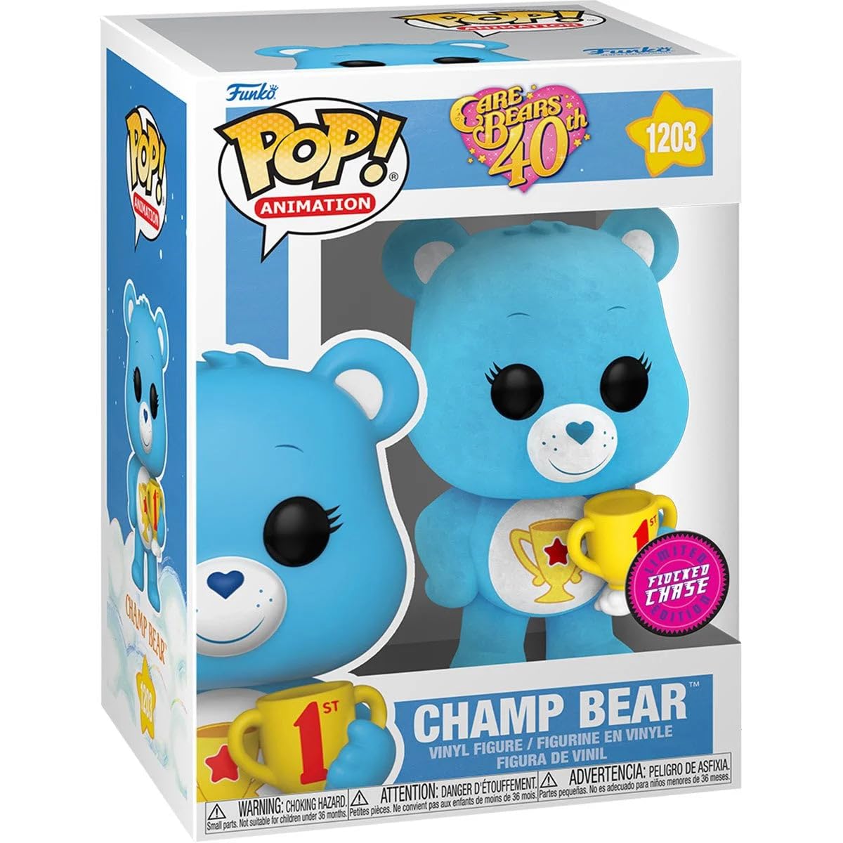 Funko Pop! Animation Care Bears Champ Bear #1203 Flocked Chase