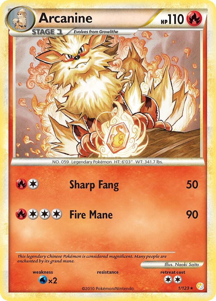 Pokemon Arcanine 1/123 HeartGold & SoulSilver