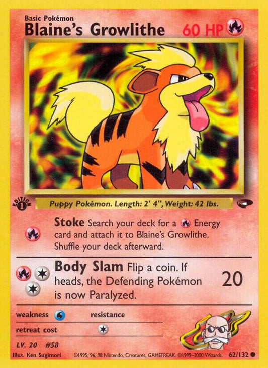 Pokemon  Blaine's Growlithe 62/132 Gym Challenge