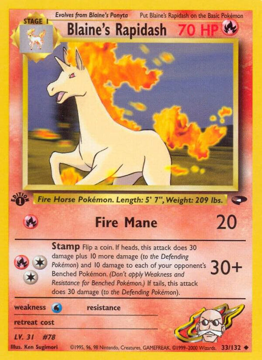 Pokemon  Blaine's Rapidash 33/132 Gym Challenge