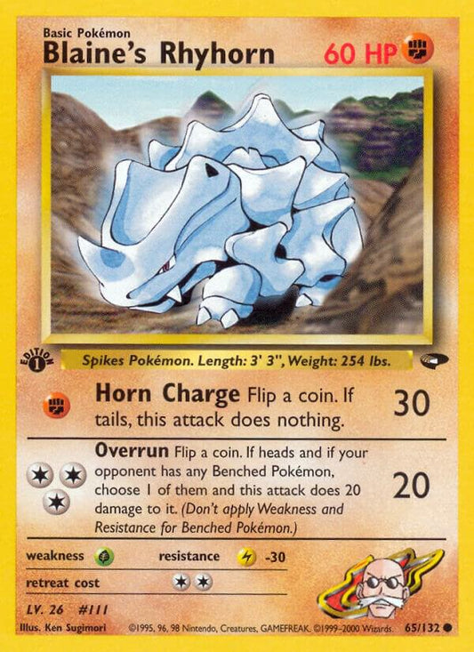 Pokemon  Blaine's Rhyhorn 65/132 Gym Challenge